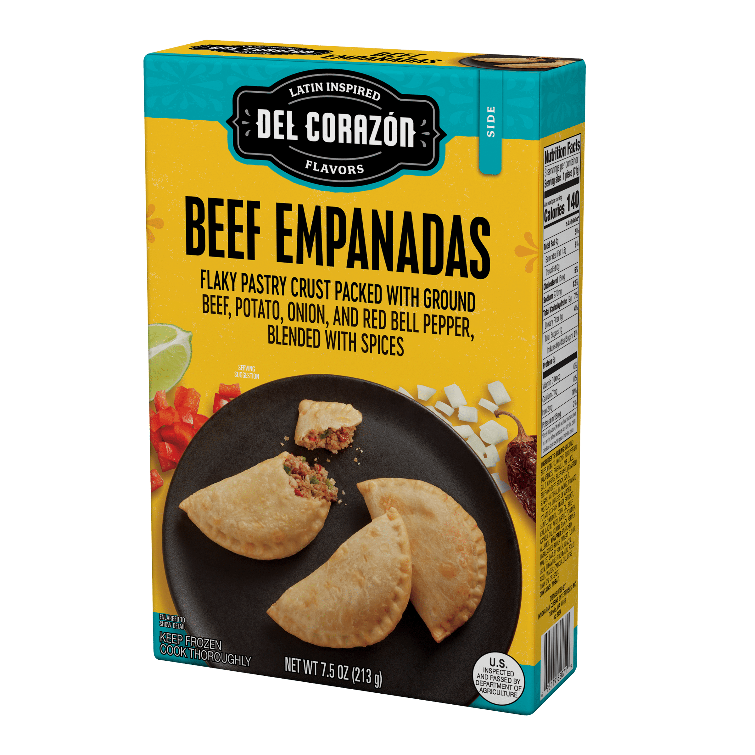 Del Corazón Beef Empanadas, 7.5 oz (Frozen)