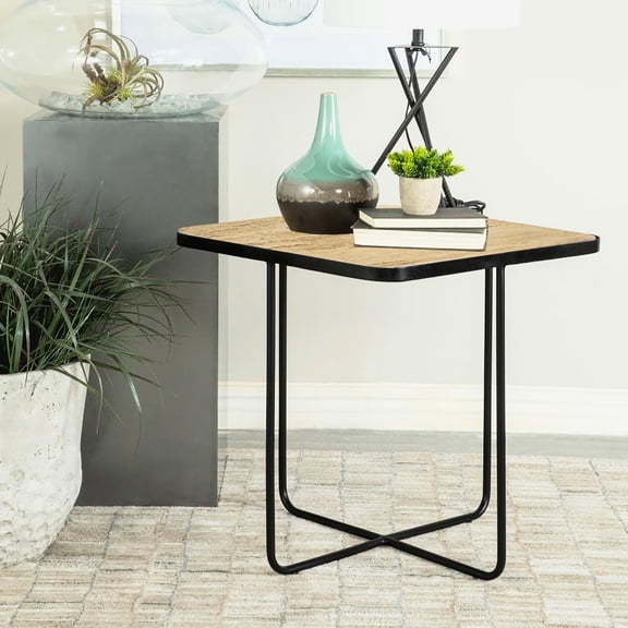 24-inch Square Accent Table With Matte Black Sled Base Living Room 24" Iron For Coffee & End Tables