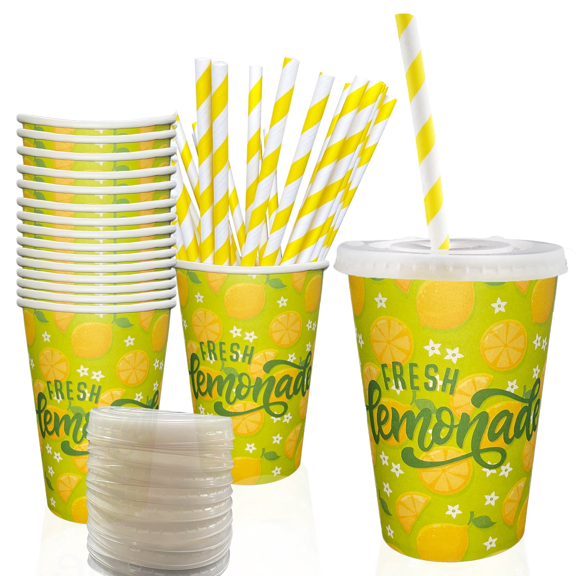Green Fresh Lemonade Stand Supplies, Lemonade Stand Kit, Includes 3.5L Drink Dispenser, Lemonade Cups, Paper Straws, Garland, Latex Balloons, Board, Fresh Lemonade Banner (Stand NOT Included)