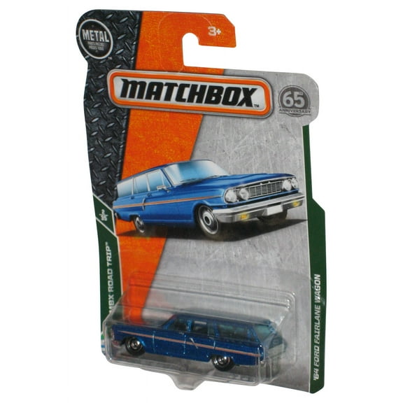 Matchbox MBX Road Trip 2/35 (2018) Blue '64 Ford Fairlane Wagon Toy Car 2/125