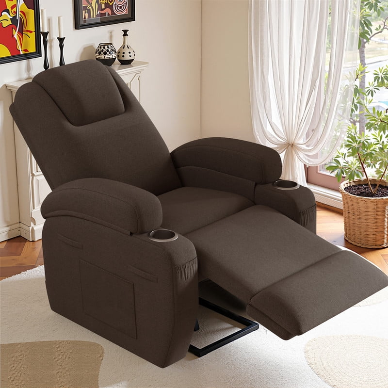 Lacoo Power Lift Recliner Chair with Massage Ergonomic Chair for Elderly with Infinite Position Side Pocket, Linen Brown