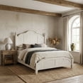 thumbnail image 2 of Antique White Headboard with Chestnut Top Solid Wood Farmhouse Design, 2 of 3