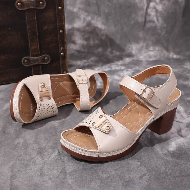 heels sandals with arch support and ankle strap BADHUB Women's Comfortable Orthotic Block Heels Sandals with Arch Support  Adjustable Ankle Strap Dressy Summer Beach Shoes Beige 38 Walmart  Business Supplies
