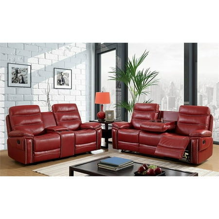 Furniture Of America Lesta 3 Piece Faux Leather Reclining Sofa Set