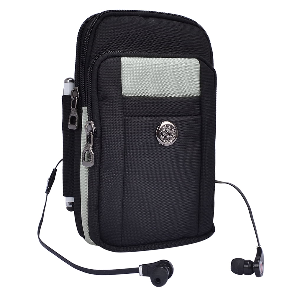 BUNDLE: Sports Travel EDC Tactical Pouch (Gray) with Tempered Glass Screen Protector for Apple iPhone X and XS -Includes Detachable Shoulder Strap, Belt Loop, & Carabiner Clip