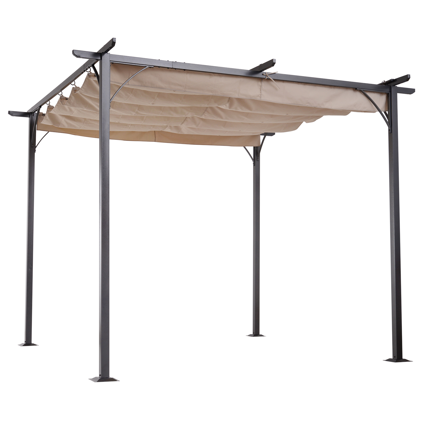 Outsunny 10' x 10' x 7.5' Beige and Black Polyester and Steel Pergola - image 2 of 10