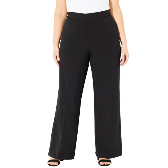 Catherines Women's Plus Size Right Fit Curvy Wide Leg Pant