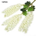 thumbnail image 3 of Bearachild 12 piezas de flores artificiales de ratán de vid de glicinia falsa para colgar en la pared al aire libre, autoensamblaje, negocios, hogar, Kits de decoración para fiestas Blanco Bearachild HA084362-04, 3 of 6