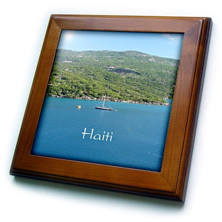 - 3dRose Image of Sailboat in Labadee Haiti Harbor Against Mountain And Sky - Framed Tile, 6 by 6-inch