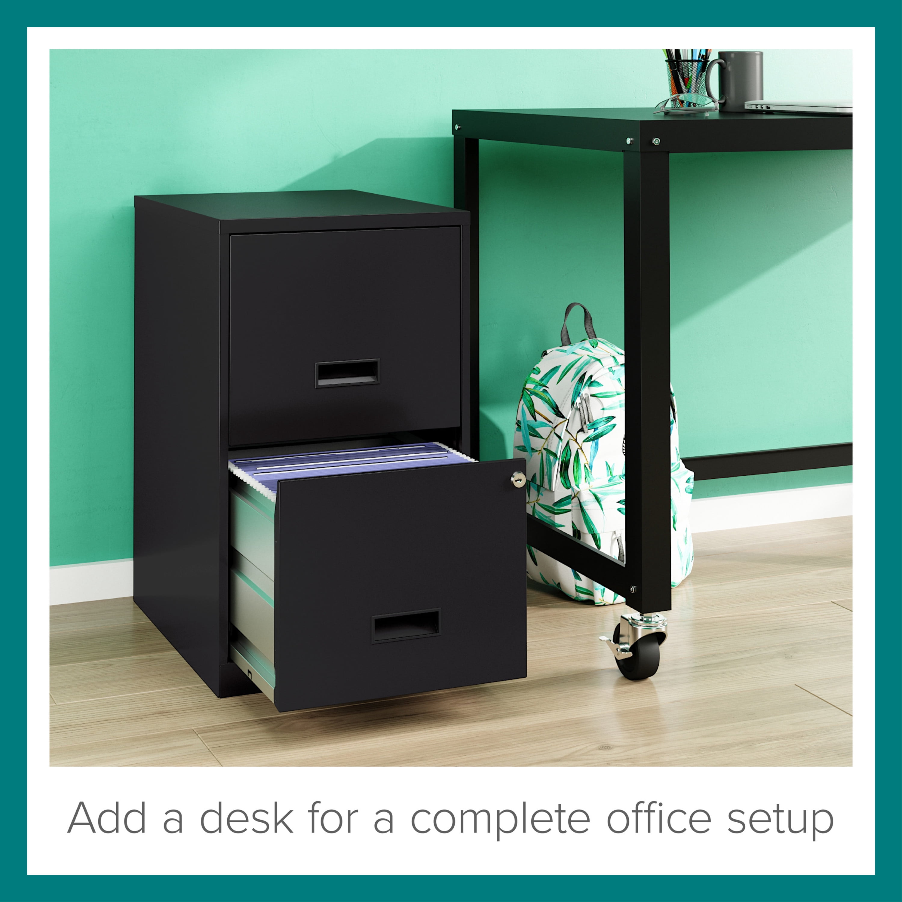 Space Solutions 18" Deep 2 Drawer Letter Width Vertical File Cabinet, Charcoal