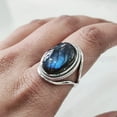 thumbnail image 4 of Natural Labradorite Ring, Woman's Blue Fire Labradorite Ring, Birthstone, Designer Band, 925 Sterling Silver, Womens Ring, Christmas, Thanksgiving, Handmade, Statement Jewelry, Natural Gemstone Ring, 4 of 7