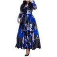 thumbnail image 2 of Jienlioq Femmes Robe Décolleté Femmes Casual Imprimé Bouton à Manches Longues Robe à Col Rond, 2 of 4