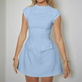 thumbnail image 4 of Uaswgudfs ​Sleeveless Fitted Casual Dress with Front Pockets - Summer Dresses for Women 2025 in Lightweight Synthetic Blend Light Blue M, 4 of 7