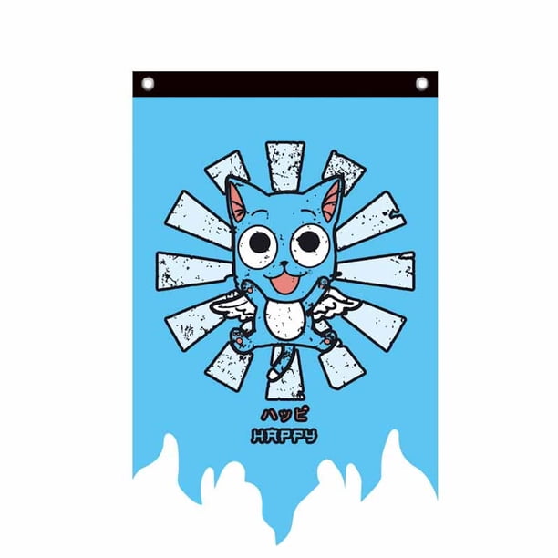 Tapiz decorativo para colgar en la pared Fairy Tail Happy, 85 x 55 cm