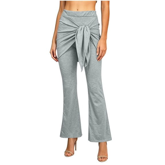 Women's Wrap Skirted Flared Leggings Stretchy High Waisted Bell Bottoms Running Yoga Lounge Pants