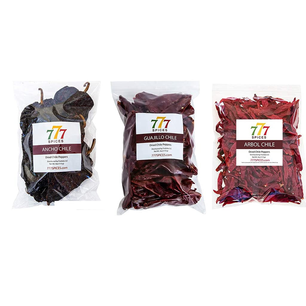 Dried Chiles Peppers 3 Pack Bundle (12 oz Total) Chile Guajillo