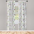 thumbnail image 3 of Ambesonne Birds Curtains, Nautical Cartoon Elements, Pair of 28"x95", Multicolor, 3 of 5