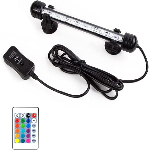 Lámpara LED para acuario, iluminación para pecera, lámpara de bajo consumo con 9 LED, sin ruido (azul y blanco, 28 cm)