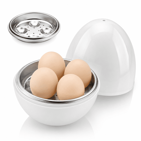 Microwave Egg Boiler,4- Egg Cook Microwave Easy Rapid Eggs Cooker Only 8 Minutes for Hard or Soft Boiled Eggs Suitable for Home Kitchen Breakfast tool Child,Office Worker