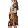thumbnail image 2 of Disketp Haystack Meditating Cat para Vestido de Manga Corta para Mujeres, Vestidos de Verano para Mujeres, Casual y Holgado para la Playa, 2 of 6