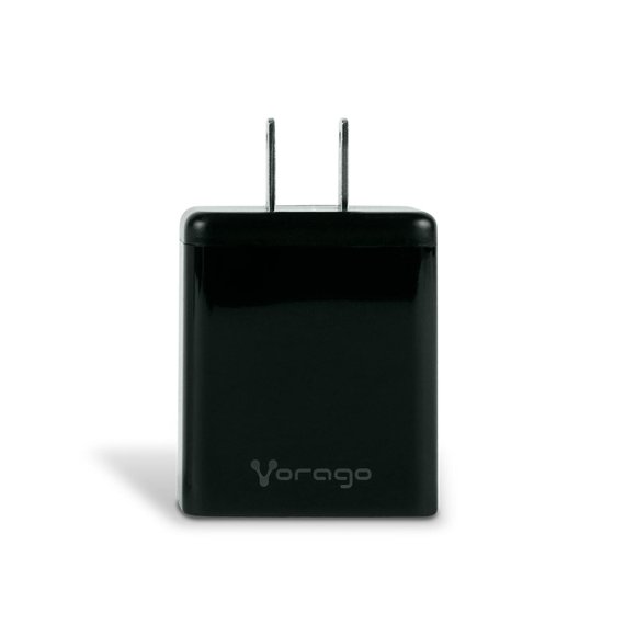Cargador de pared Vorago AU-350-BK Carga Rápida 5V 3A 9V Doble Puerto 1 x USB-A 1 x USB-C Negro