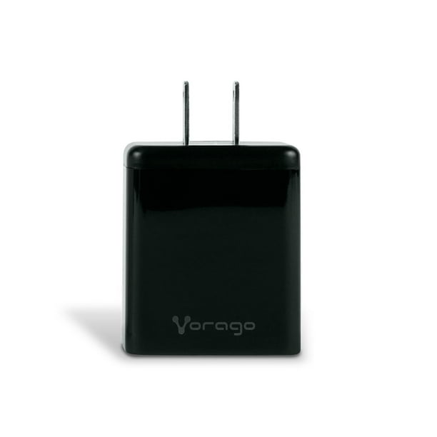 Cargador de pared Vorago AU-350-BK Carga Rápida 5V 3A 9V Doble Puerto 1 x USB-A 1 x USB-C Negro
