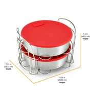 Instant Pot Official 8-piece Cook/Bake Set: 2 Pans, 2 Wire Racks, 2 Red Silicone Lids, 1 Removable Divider, and Removable Base