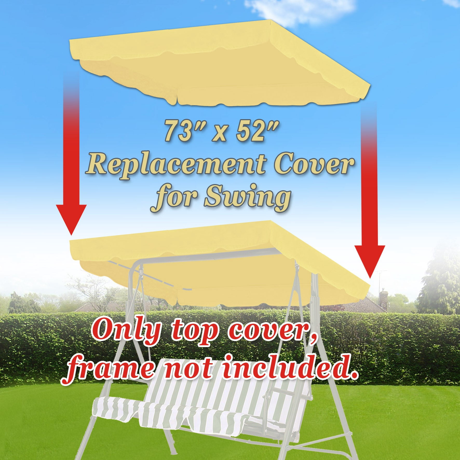 ALUVIERA Canopy ONLY Swing Chair Awning Outdoor Swing Cover Outdoor Patio Swing Canopy Replacement Porch Top Cover for Seat Furniture (73'X52', Beige)