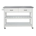 thumbnail image 3 of Llinc Store Stainless Steel Table Top White Kitchen Cart 2 Open Shelf Serving Cart with 2 Drawers for Kitchen, Dining Room, 3 of 6