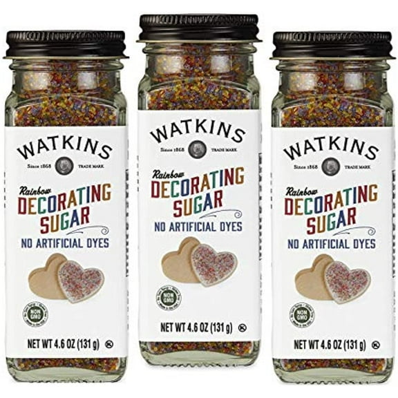 Watkins Rainbow Decorating Sugar, 4.6 Ounce, Pack Of 3