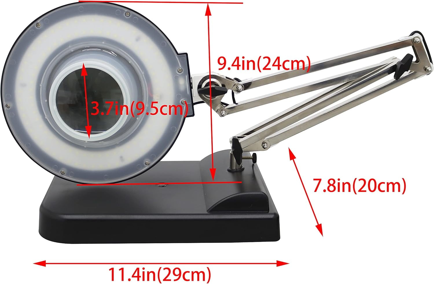 20x Black Benchtop Magnifier Lamp Table Magnifier Lamp