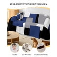 thumbnail image 4 of Navy Blue Grey Black Geometric Couch Cover for 2 Cushion Couch, Middle Century Abstract Aesthetics Washable Love Seat Sofa Covers Slipcover, Throw Sofa Covers for Pets, Furniture Protector 71"x102", 4 of 9