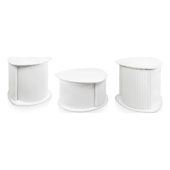 Furniture of America Elara Wood 3-Piece Coffee Table and End Table Set in White