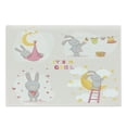 thumbnail image 1 of Feminine Cutting Board, Bunny Rabbit Sleeping Doing Laundry Picking Stars Love Cartoon Art Design, Decorative Tempered Glass Cutting and Serving Board, Large Size, Yellow Beige, by Ambesonne, 1 of 1