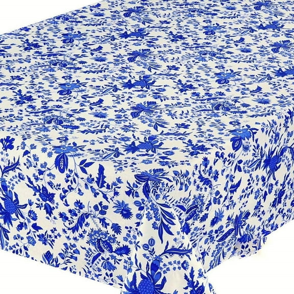 Le Cluny Versailles Blue and White Coated Tablecloth (sizes available)