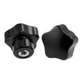 thumbnail image 1 of Unique Bargains 5 Pcs 5mm Diameter Female Thread Black Plastic Screw on Type Star Knobs, 1 of 1