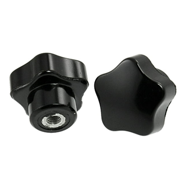 Unique Bargains 5 Pcs 5mm Diameter Female Thread Black Plastic Screw on Type Star Knobs