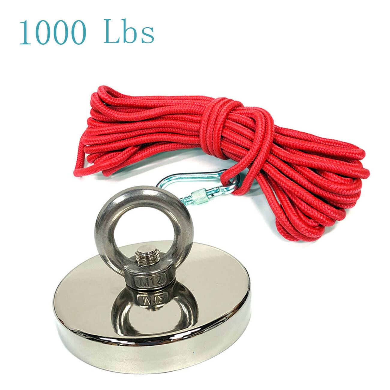 Details about   1300 LBS Pull Force Fishing Manget Kit Strong Neodymium Carabiner Rope 