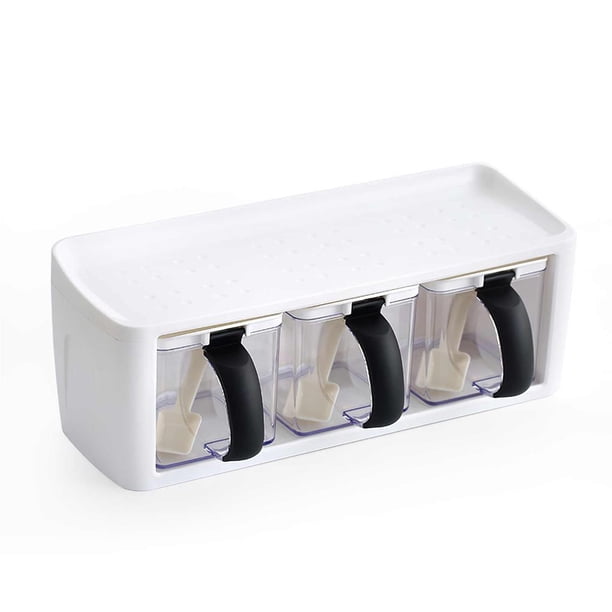 Caja De Almacenamiento De Condimentos De 3 Compartimentos, Tarro De Especias Fácil De Limpiar Multiusos, Contenedor De Condimentos Con Tapa Para El Hogar, Cocina, Restaurante Speravity HA014185-00