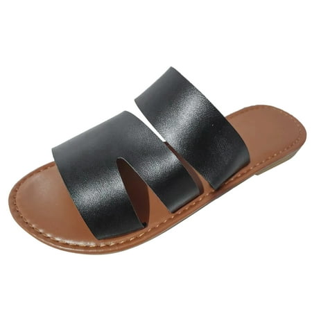 

B91xZ Bow Slippers for Women Cross Strap Open Toe Summer Slide Sandals Black 42