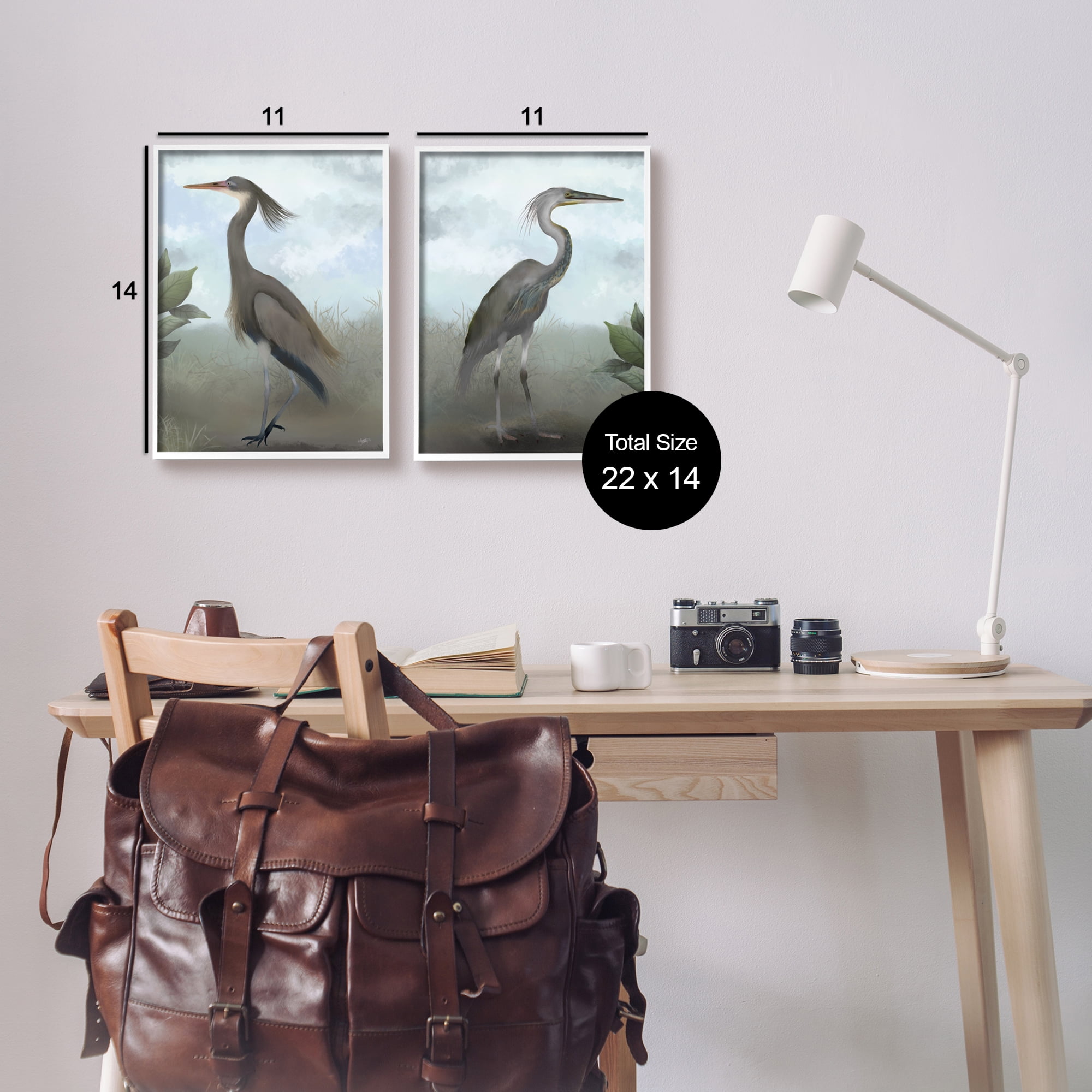 Stupell Industries Coastal Birds Gazing Animals & Insects Painting White Framed Art Print Wall Art, 11 x 14, Set of 2