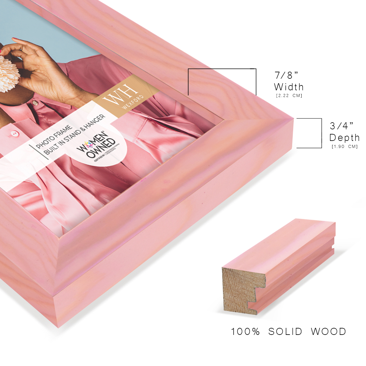 Woodgrain 5 in. x 7 in. Sunset Pink Picture Frame