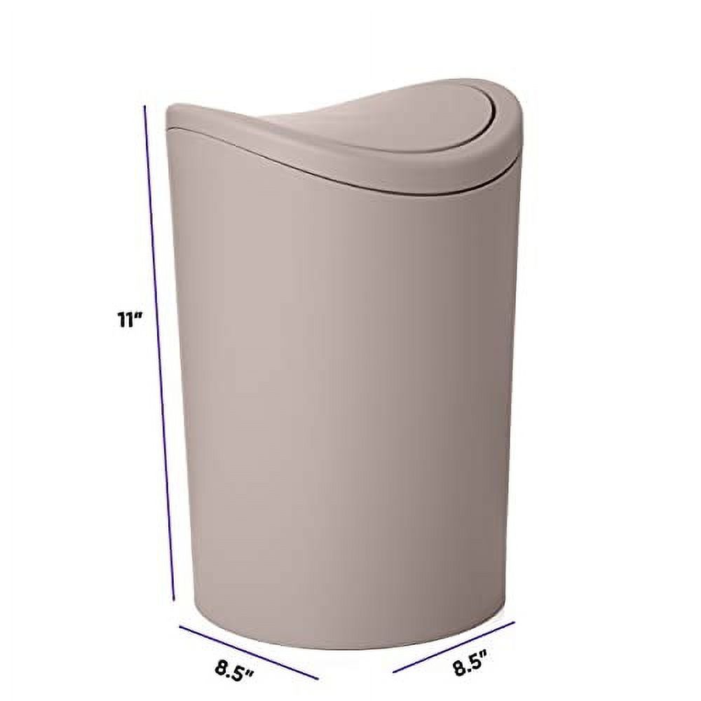 Small Plastic Bathroom Set 3 qt Taupe Plastic Compact Trash Can, and Toilet Bowl Cleaner Brush with Holder – Matching Toilet Set