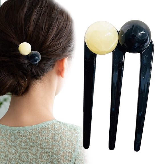 CXHEGBEJ U-shaped Hair Pins with Three Prong for Women With Decorative Beads Bun Hairdo Clip Tool for Updos Daily Headdress Accessories A