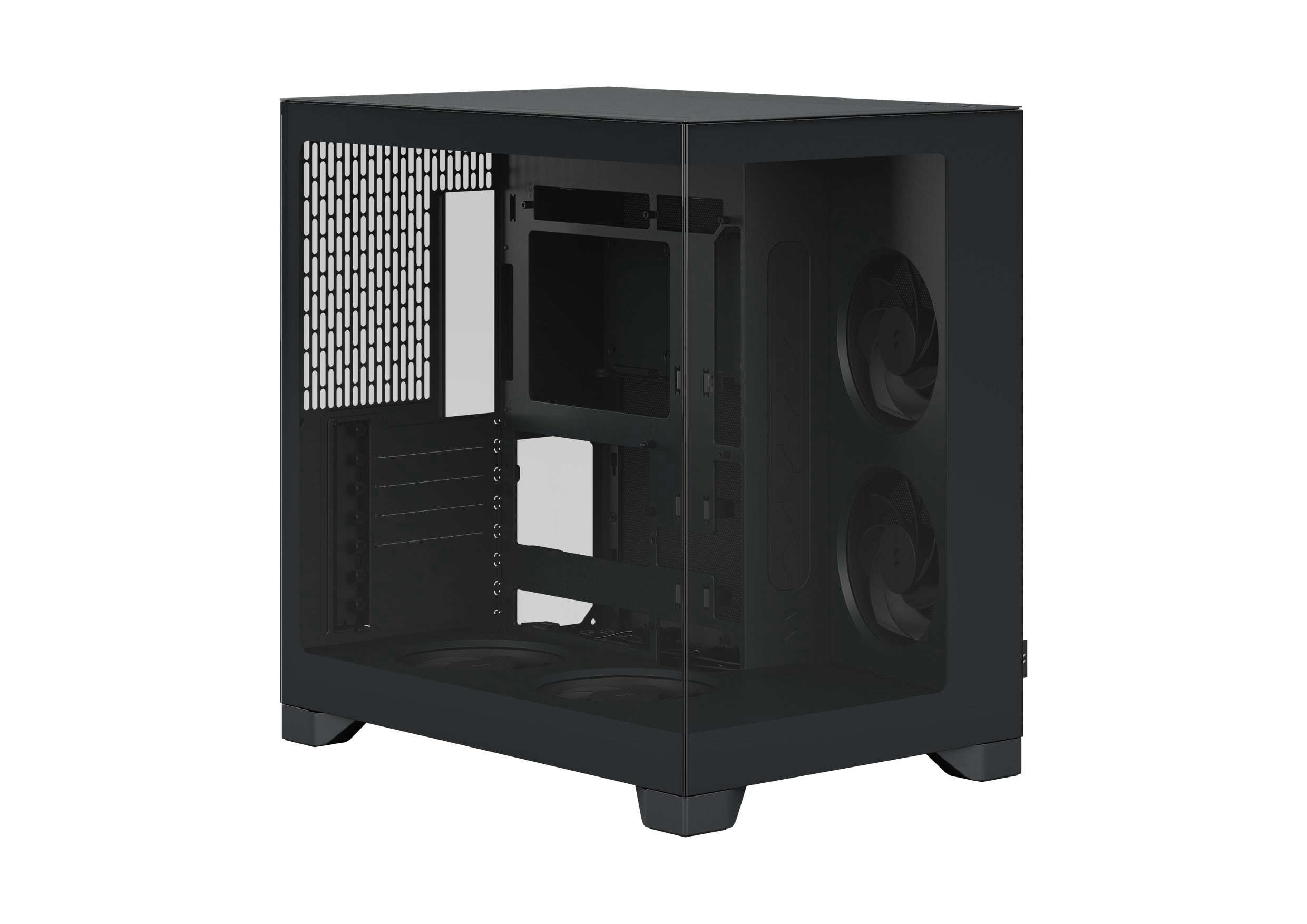 Pop 2 Vision Panoramic Glass Black E-ATX Dual-Chamber PC Gaming Case with Front and Side TG Panels Mid Tower PC Case