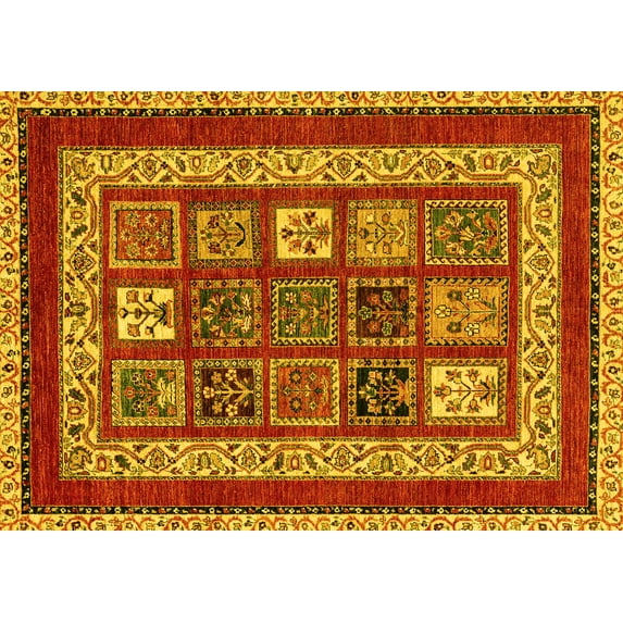 Ahgly Company Indoor Rectangle Abstract Yellow Modern Area Rugs, 2' x 3'