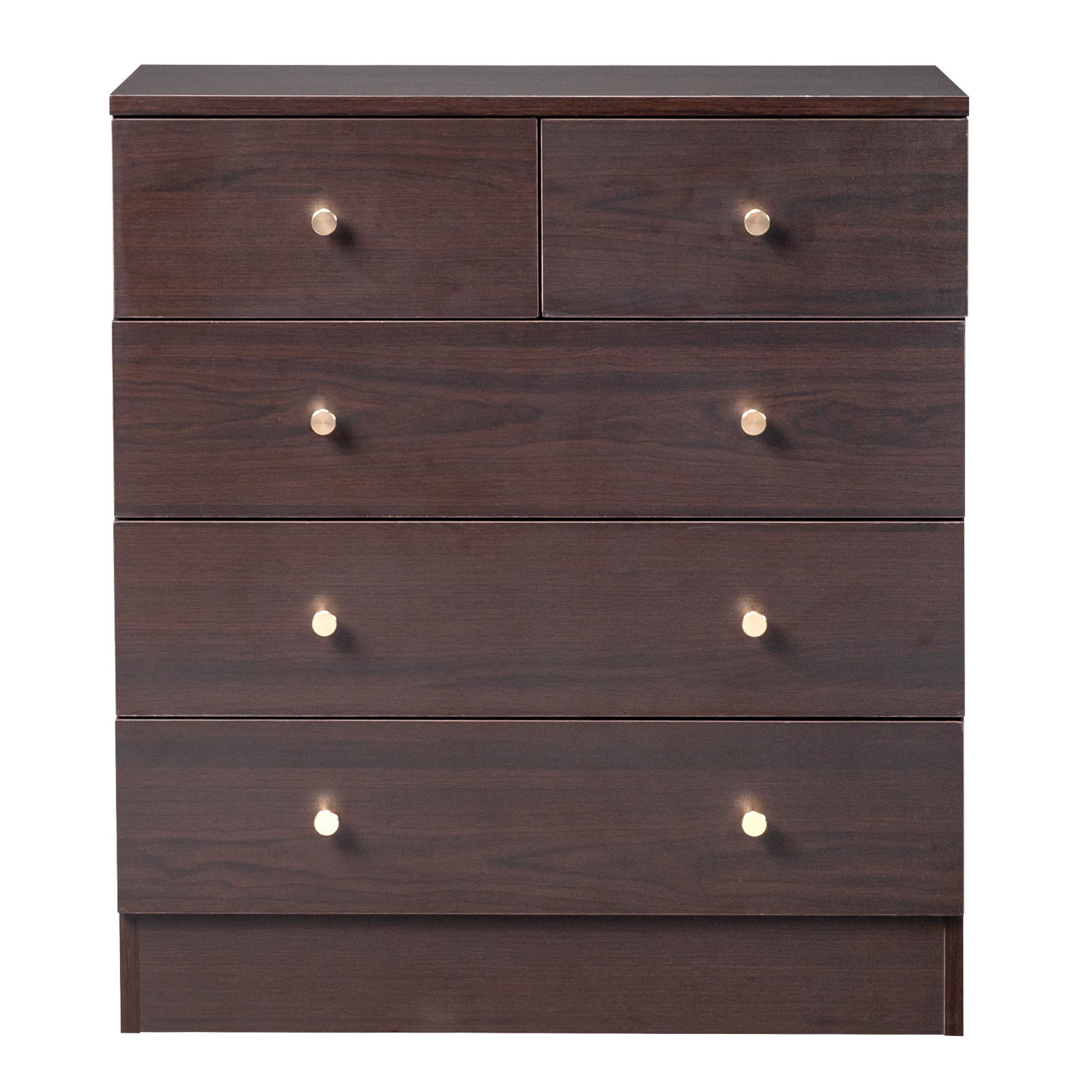 UBesGoo 5 Drawer Wood Dresser for Bedroom, Chest of Drawers, Storage Organization Unit for Clothing, Brown