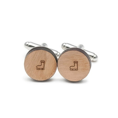 Ski Shoe Cufflinks, Wood Cufflinks Hand Made in the USA