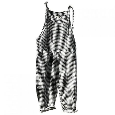 

Danhjin Womens Casual Sleeveless Adjustable Spaghetti Strap Striped Loose Pajama Jumpsuit with Pockets on Clearance