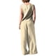 thumbnail image 5 of Sunloudy - Conjunto de pantalones casuales para mujer, color sólido, cuello redondo, sin mangas, cierre de botones, pantalones de pierna ancha Sunloudy  S M L XL XXL, 5 of 7